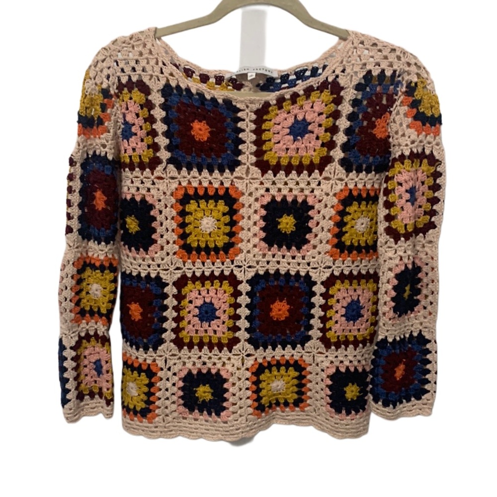 English Factory Light Pink Crochet Long Sleeve Top